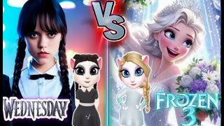 who Will Prevail: Wednesday Addams vS Frozen Elsa ❄️ || My Talking Angela 2 😻❤️ || Talking Angela