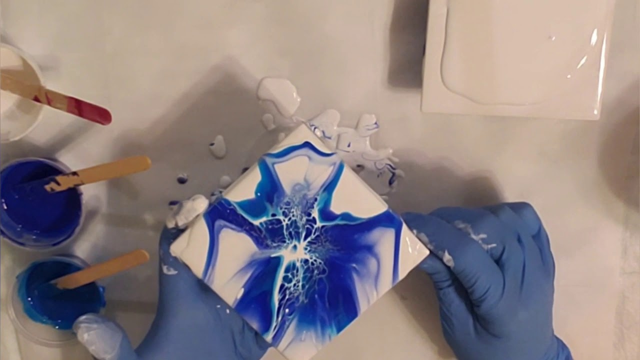 Fun! Vibrant! Two Blue Blooms! Bloom Technique / Acrylic Pouring ...