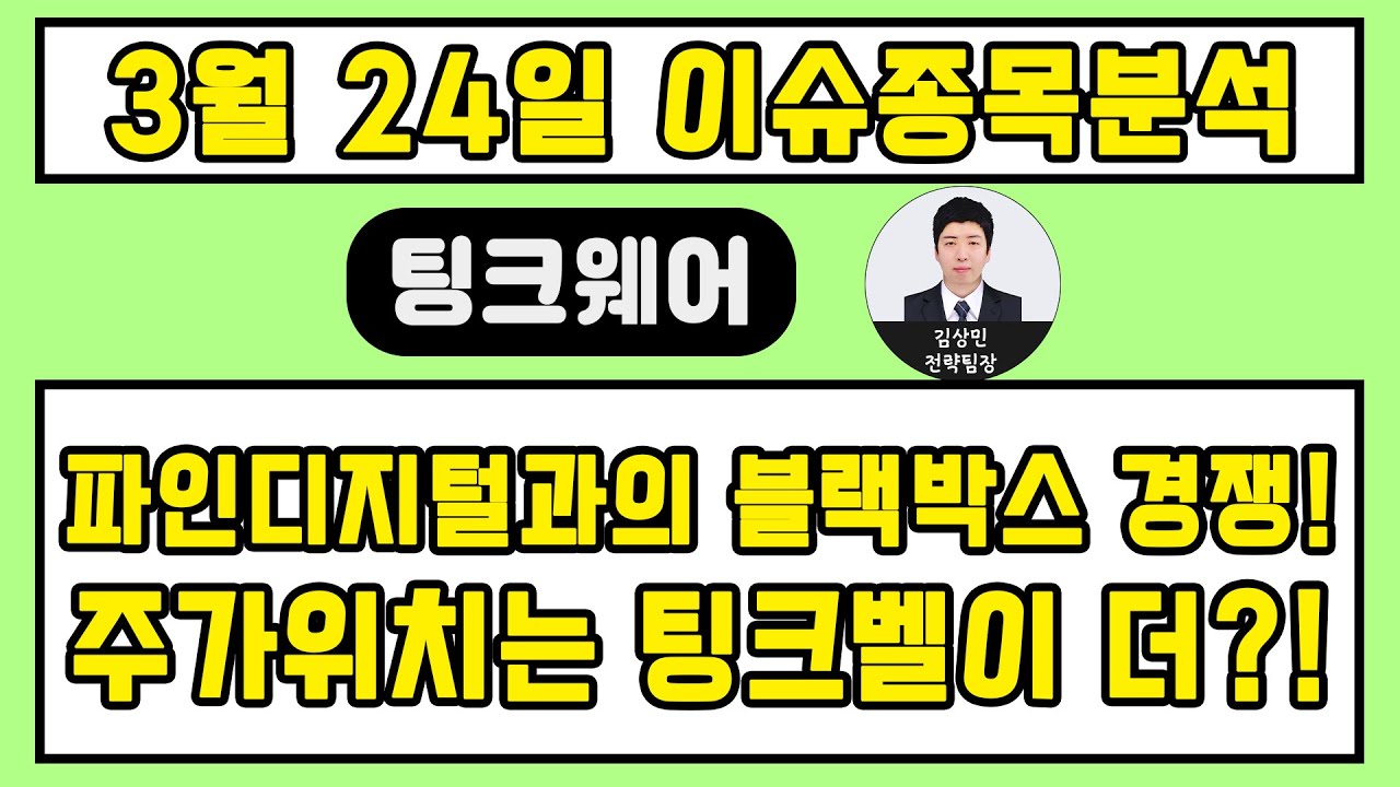 팅크웨어(084730) - 파인디지털과의 블랙박스 경쟁! 주가위치는 팅크벨이 더?!