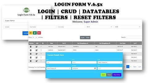 Apps Script - Login Form V.6.5x | POPUP CRUD | Datatables | Filters | Reset Date Range Filters