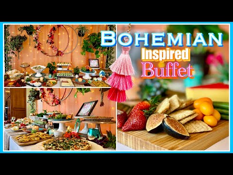 Bohemian Wedding Shower Party Decor Ideas | Boho Chic Appetizer Buffet Table