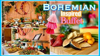 Bohemian Wedding Shower Party Decor Ideas | Boho Chic Appetizer Buffet Table