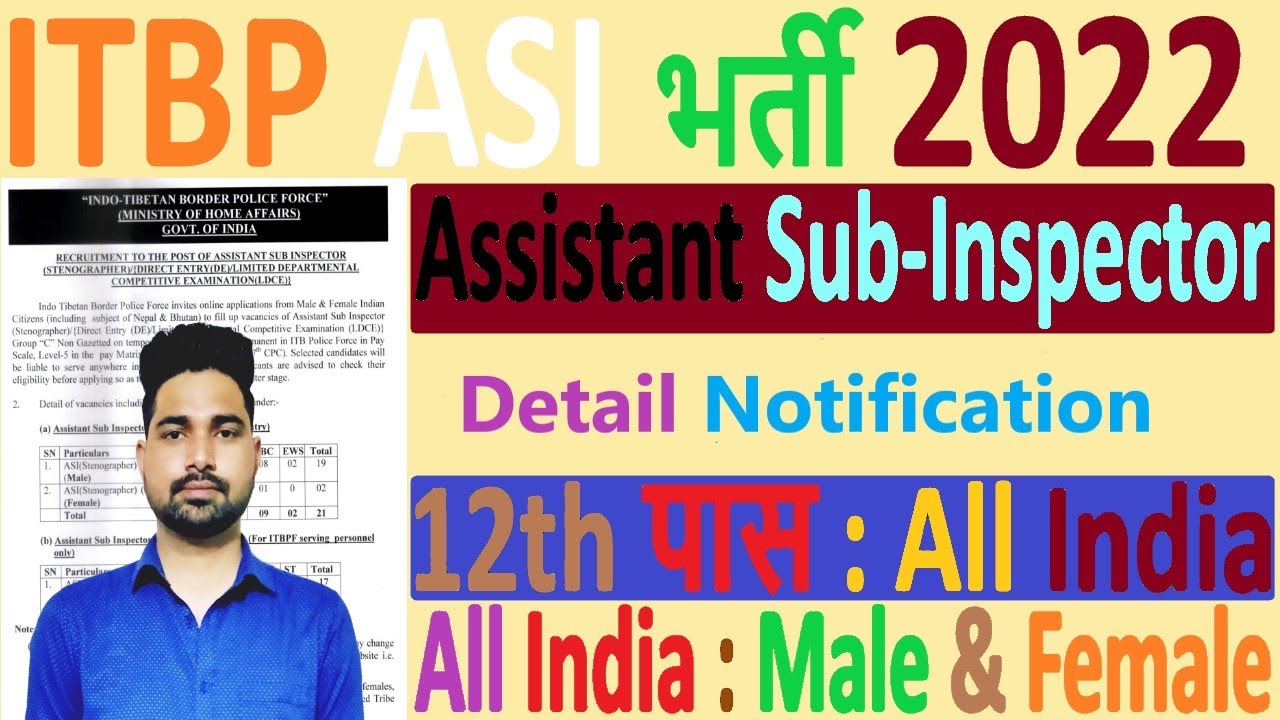 ITBP Assistant Sub-Inspector Recruitment 2022 Online Form | ITBP ASI Vacancy 2022 Notification