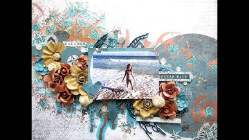 Mixed Media layout for 7 Dots Studio using Destination Unknown collection.