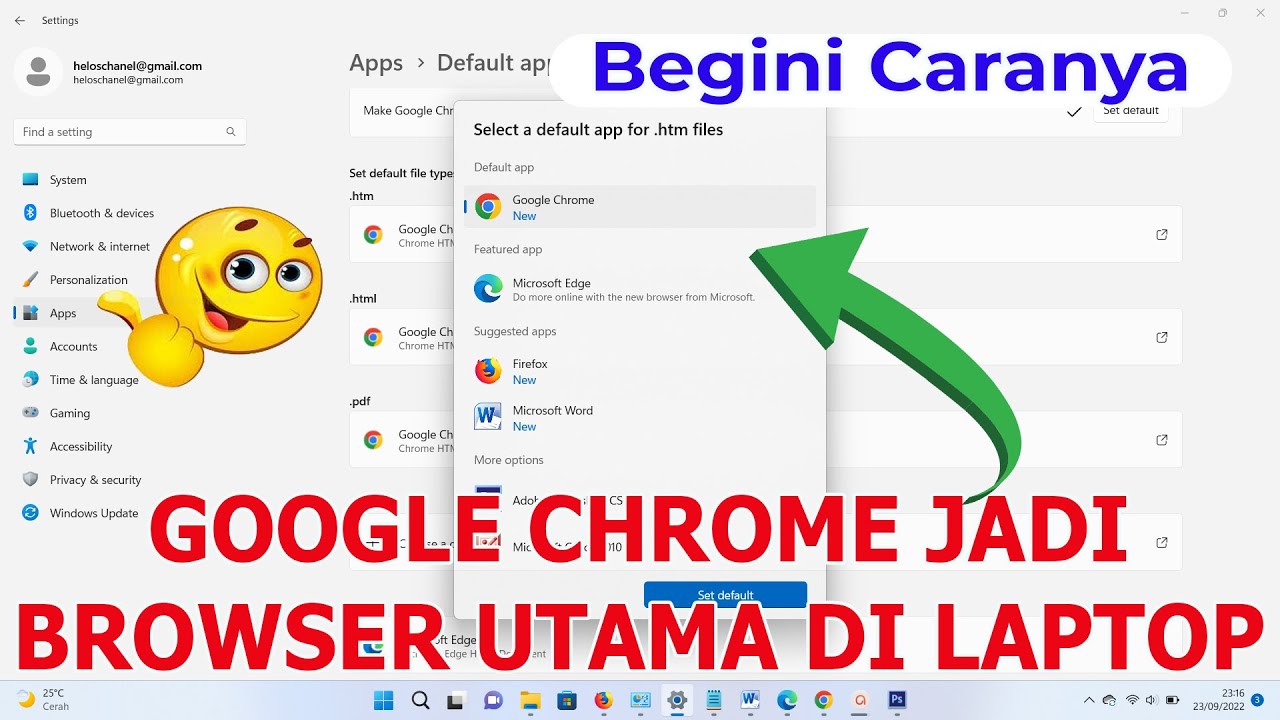 Cara Menjadikan Google Chrome Browser Utama Di Laptop Youtube