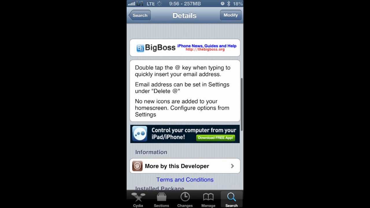 Cydia Tweak: Double At Adds Email Address Quickly (plus some iOS Shortcut Tips)