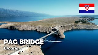 Pag Bridge, Croatia. A gateway from the mainland to Island of Pag. 4K