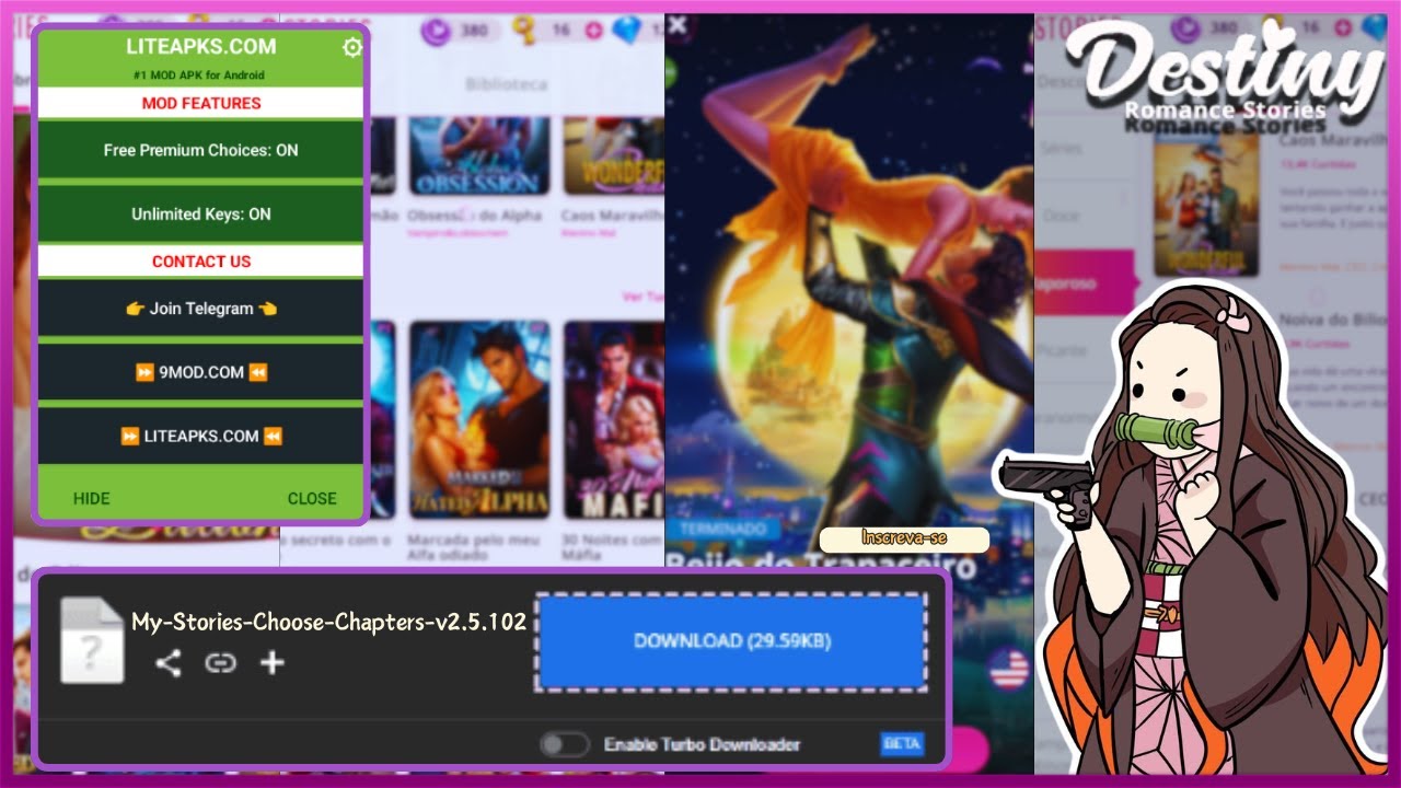 💐SAIUU! MY STORY: CHOOSE CHAPTERS MOD MENU COM ESCOLHAS PREMIUM + CHAVES INFINITAS + SKINS  V2.5.102