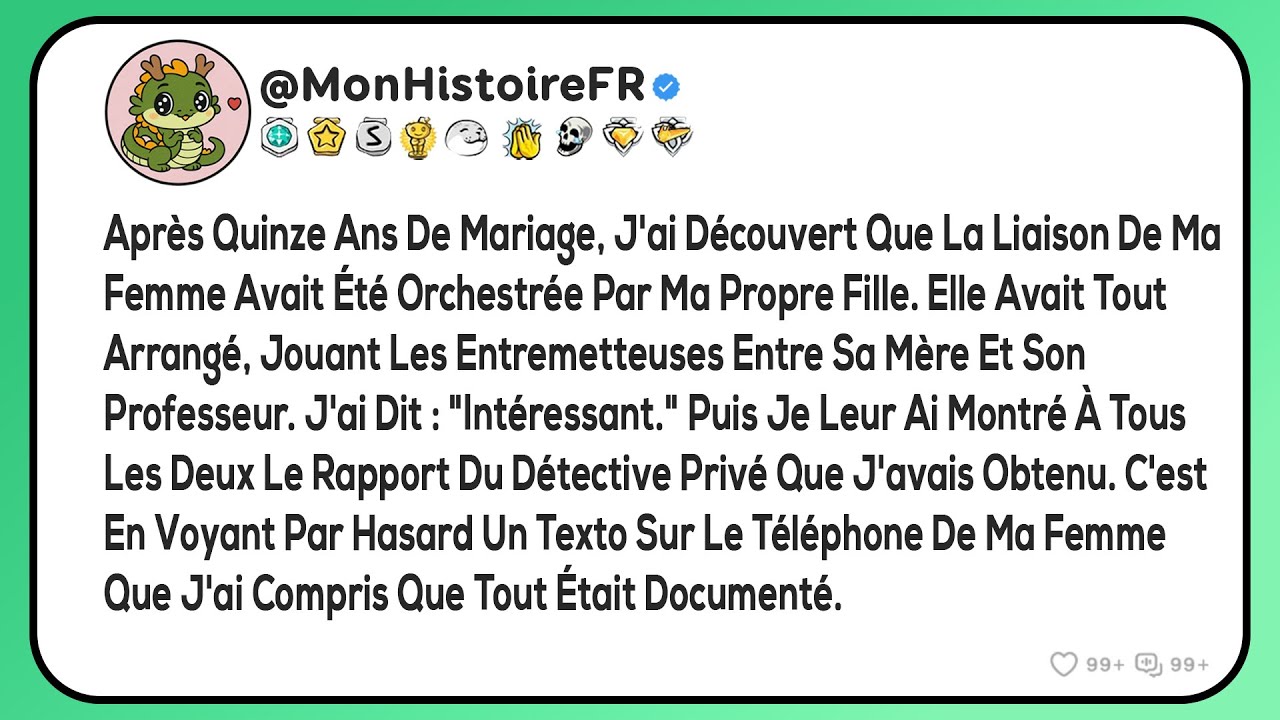 Après Quinze Ans De Mariage, J'ai Découvert Que La Liaison De Ma Femme Avait Été Orchestrée Par Ma..