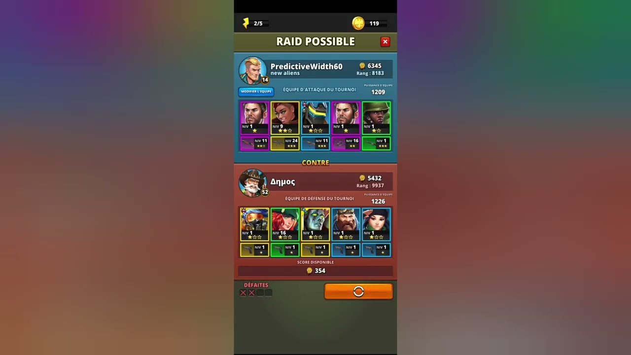 Tournoi de raid + un peu de farm sur Puzzle Combat