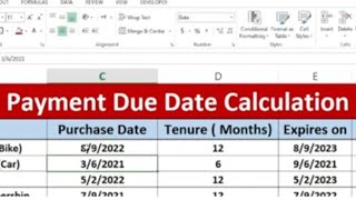 Payment Due Date Calculation in Excel || Expiry Date Calculation in MS Excel