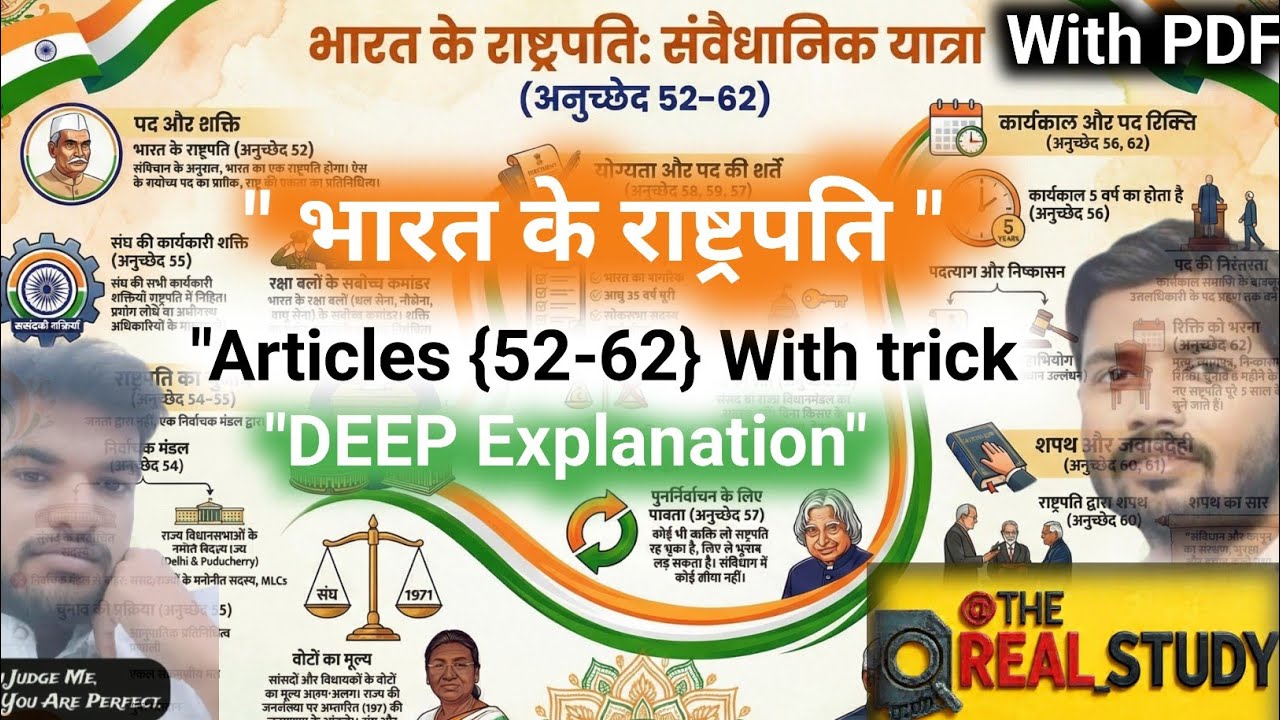 President of India (52-62) | 10 Min Trick | UPSC Polity.| राष्ट्रपति  