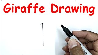 how to draw a giraffe head with number 1 drawing with number