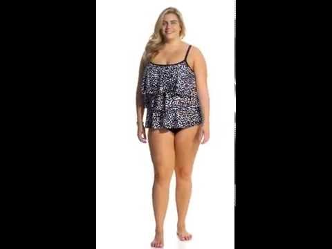 Maxine Plus Size Spot Off Tiered Tankini Top | SwimOutlet.com