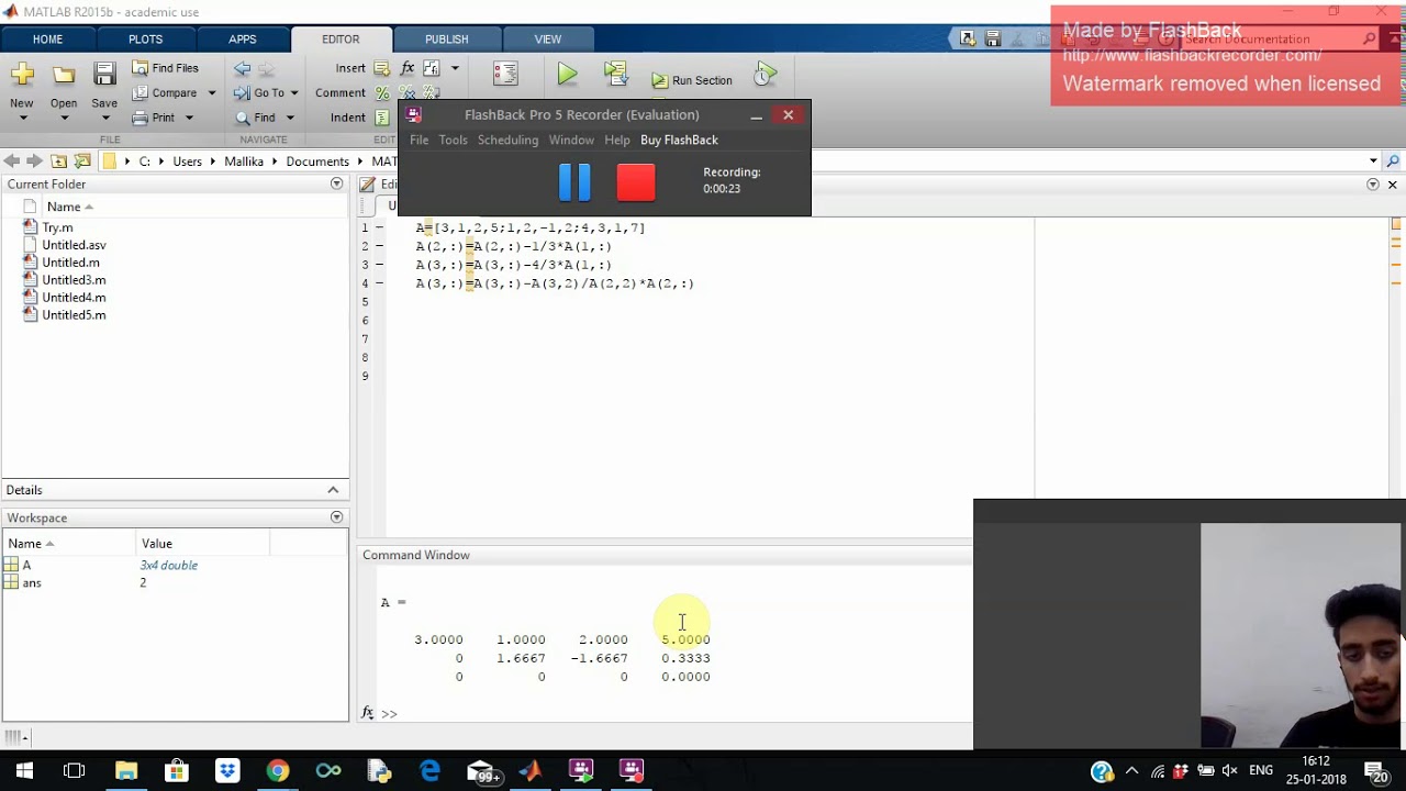 Rank of a matrix using matlab - YouTube