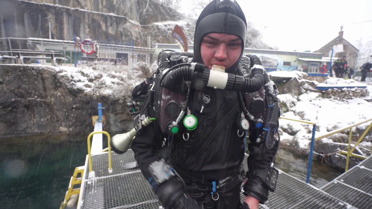 Diving inside a Belgian quarry called Vodelée.