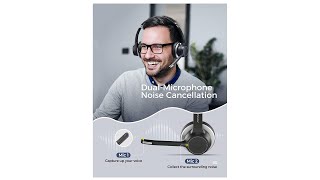 Bluetooth Headset V5 0 with Dual Microphone, Wireless PC Headphones