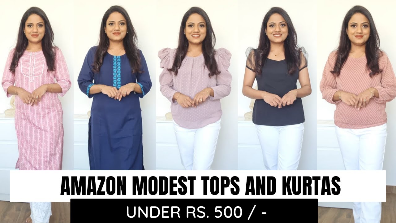 Amazon *Short kurti* Haul 👗under 500🥰 Cotton Short kurti/Office  wear/College wear/Amazon top - YouTube