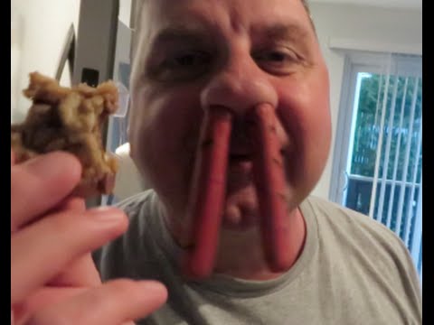 HOT DOGS UP HIS NOSE!! - YouTube