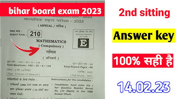 10th Math Answer key 2023 - 2nd sitting Bihar Board |