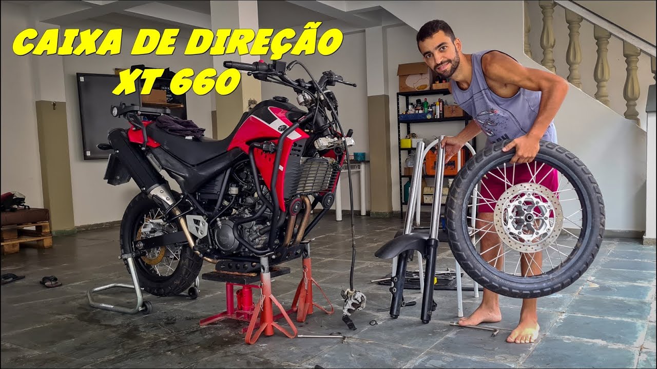 TROCA DE CAIXA DE DIREÇÃO EM CASA!! XT660