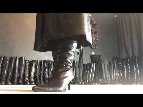 Mistress Leatheramber large leather boot collection in Kent
