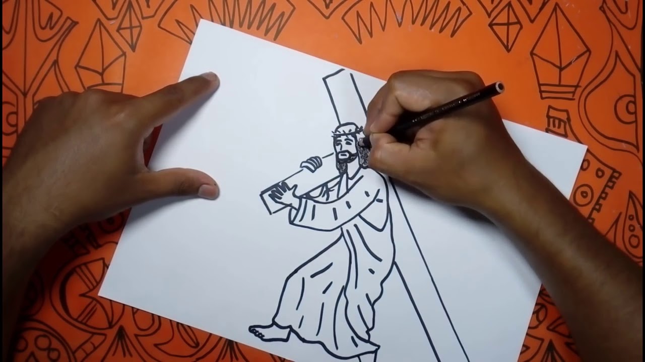 Cómo dibujar a Jesús cargando la Cruz | How to draw Jesus Carrying the ...