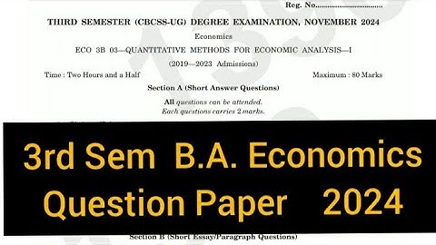 QUANTITATIVE METHODS FOR ECONOMIC ANALYSIS -1    |    3rd Sem B.A. Economics 2024 #calicut