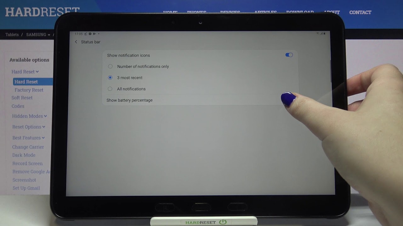 How to Show Battery Percentage on Status Bar in SAMSUNG Galaxy Tab