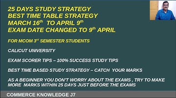 Mcom 3rd Semester 25 Day Time Table Strategy-Exam will start at 9 th April Calicut University