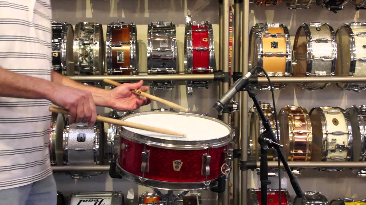 1959 Ludwig Pioneer 5x14 Snare Drum Trans Badge Red Sparkle