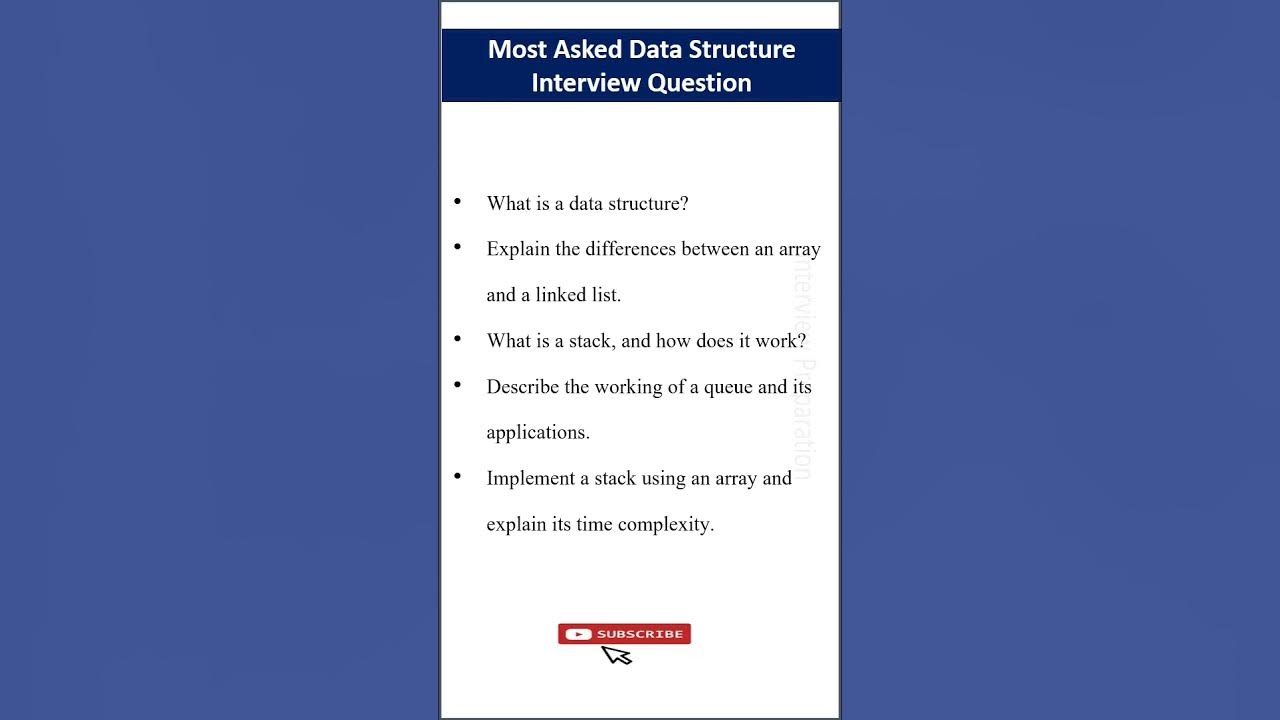 Important Data Structure Interview Questions #datastructures - YouTube