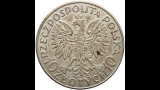 1932 10 Złotych Poland Coin Silver