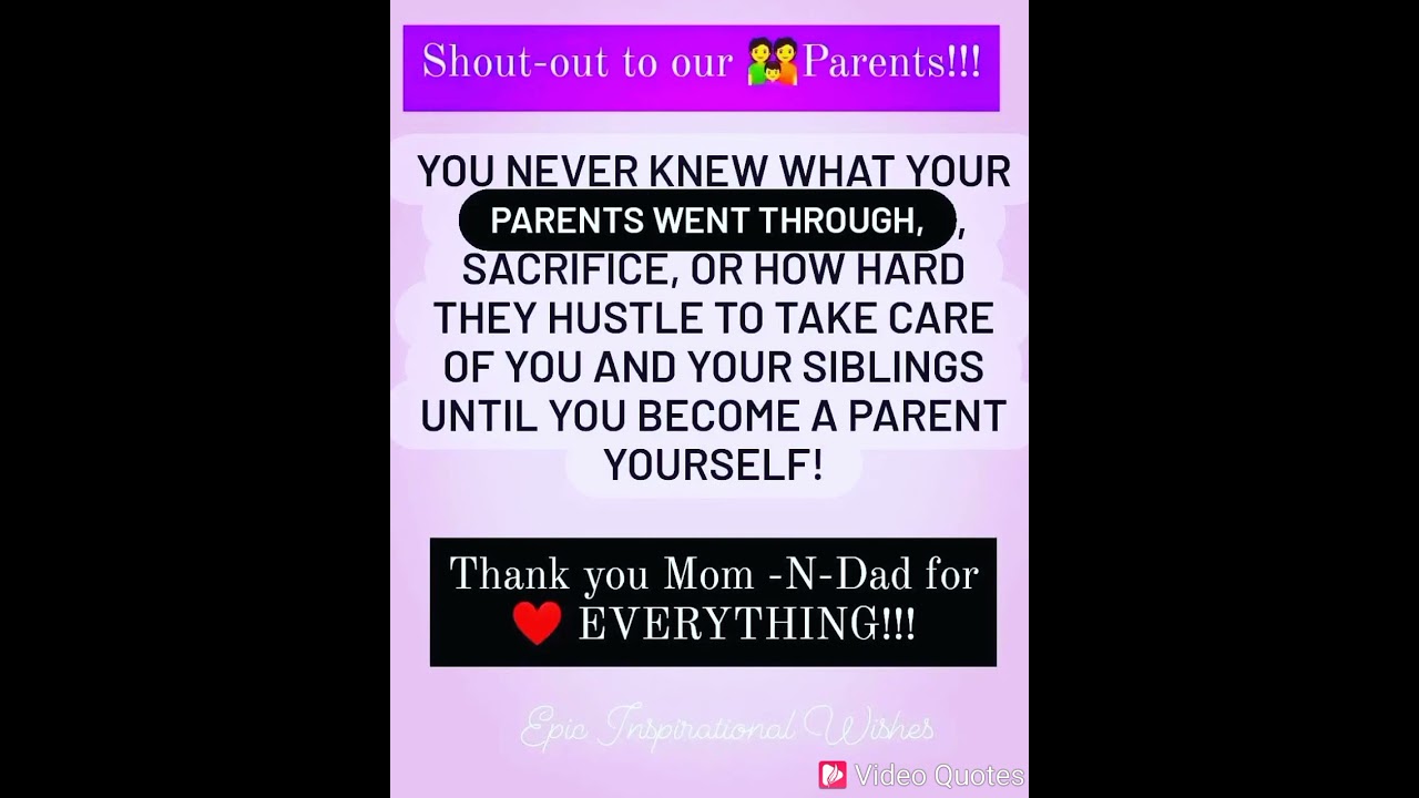 SHOUT-OUT TO OUR PARENTS!