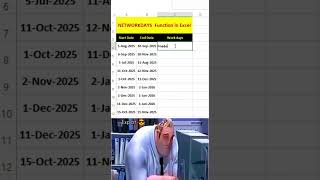 NETWORKDAYS Function in Excel l excel tricks for bigginers #excel #shorts #youtubeshorts