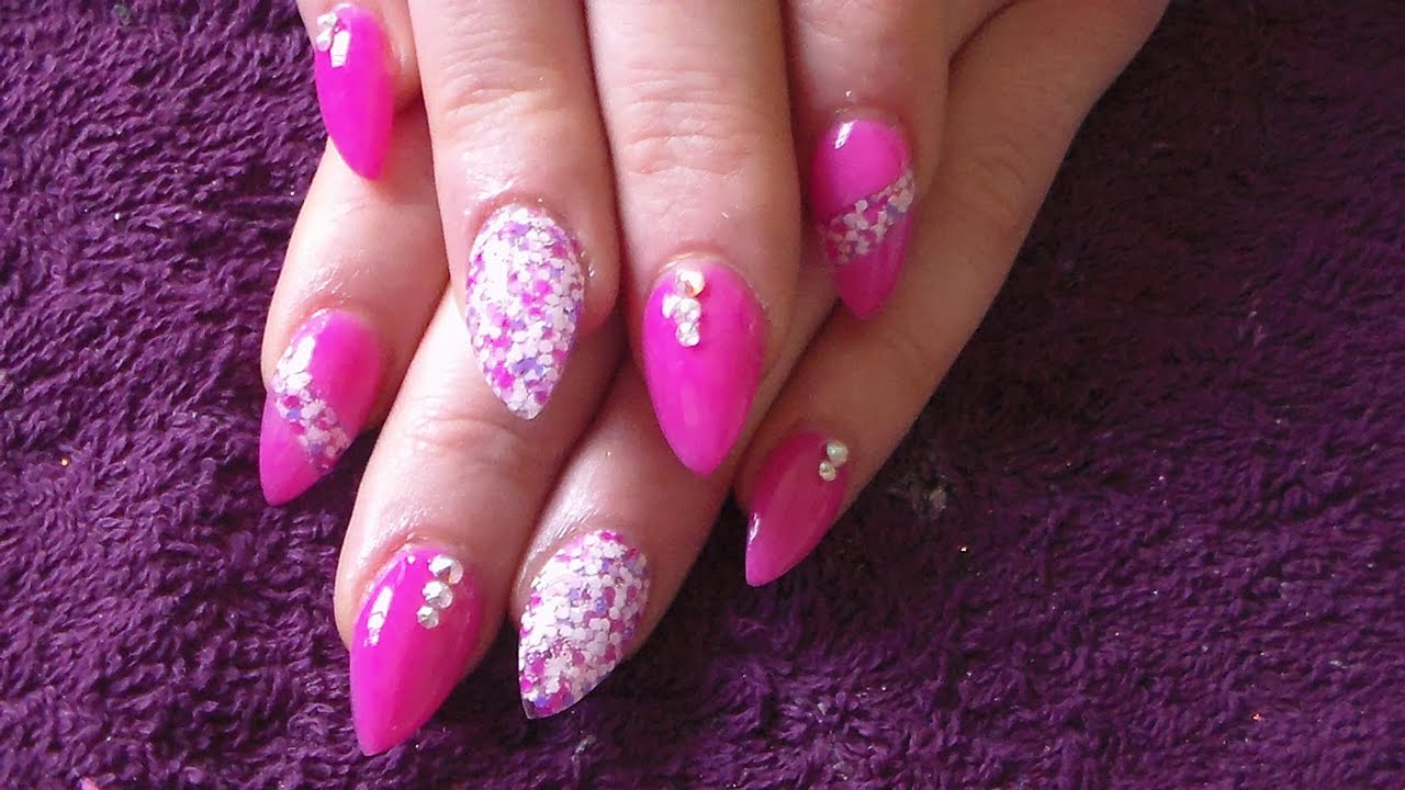 Acrylic nails | Pink Raspberry Ripple - YouTube