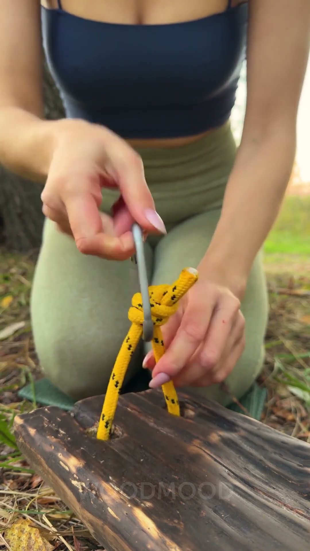Girl Lost in the Woods Builds a DIY Swing for Fun! ?