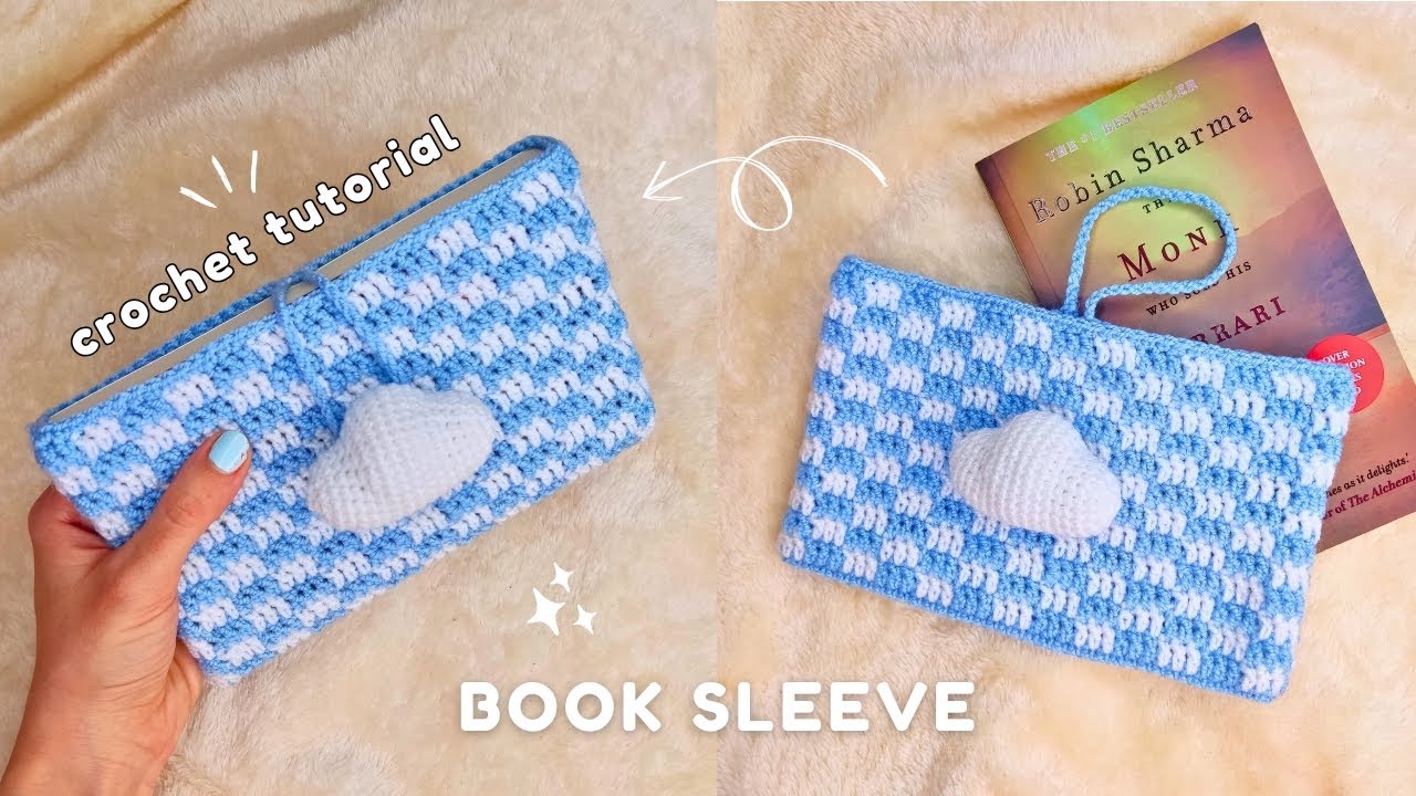 Crochet Cloudy Book Sleeve For Any Size Of Book☁️Crochet Book Cover✨Crochet Tutorial