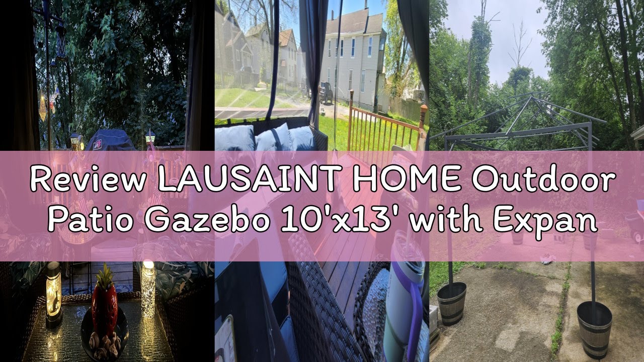 Review LAUSAINT HOME Outdoor Patio Gazebo 10'x13' with Expansion Bolts, Heavy Duty Party Tent & Shel