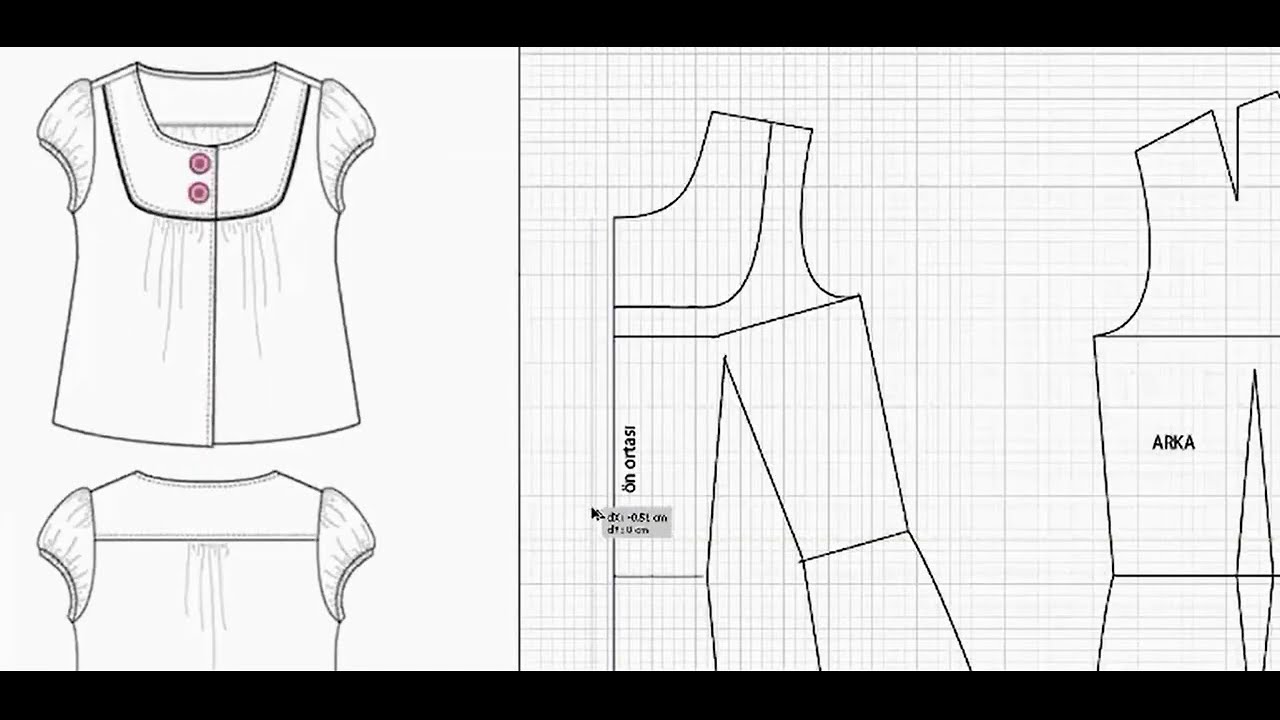 robalı bluz kalıbı nasıl çıkartılır model 4 (how to draw blouse pattern )