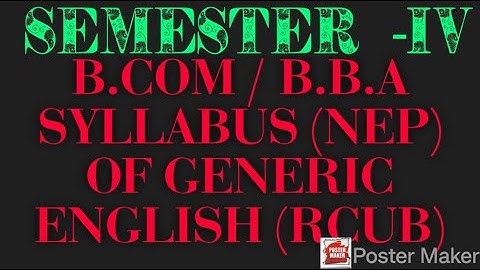 B COM / BBA 4th Sem  Syllabus of Generic English as per NEP (RCU BELAGAVI)