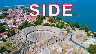Side Turkey Old Town 4K Side Beach. Sea
