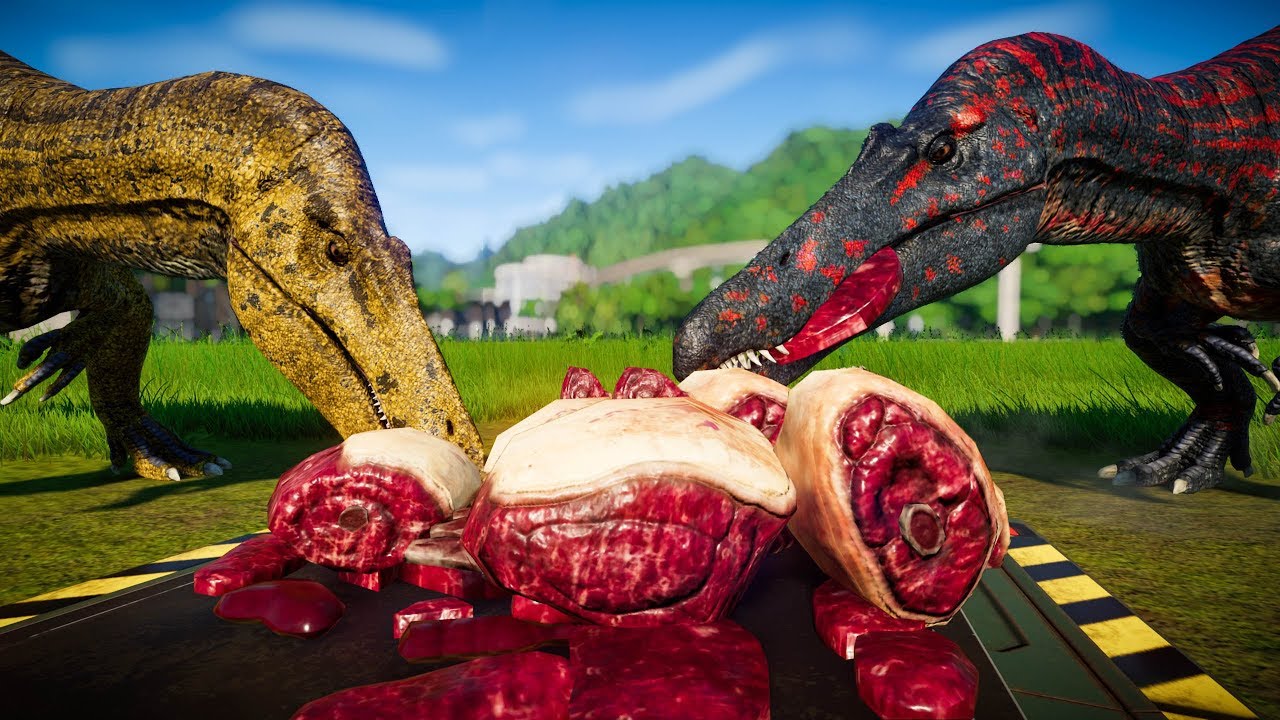 2 Suchomimus Vs 2 Baryonyx Vs 2 Allosaurus - Jurassic World Evolution