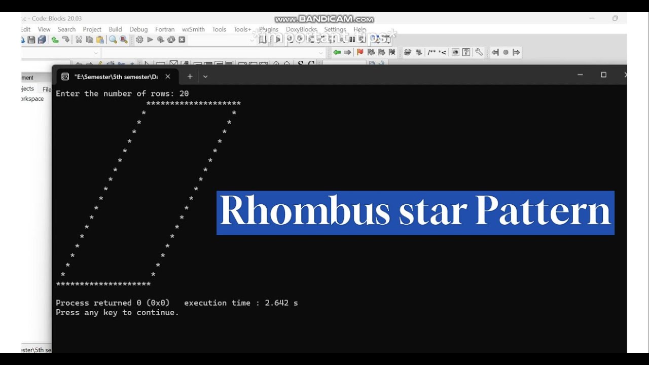 Hollow Rhombus Star Pattern in C | Code Blocks Tutorial - YouTube