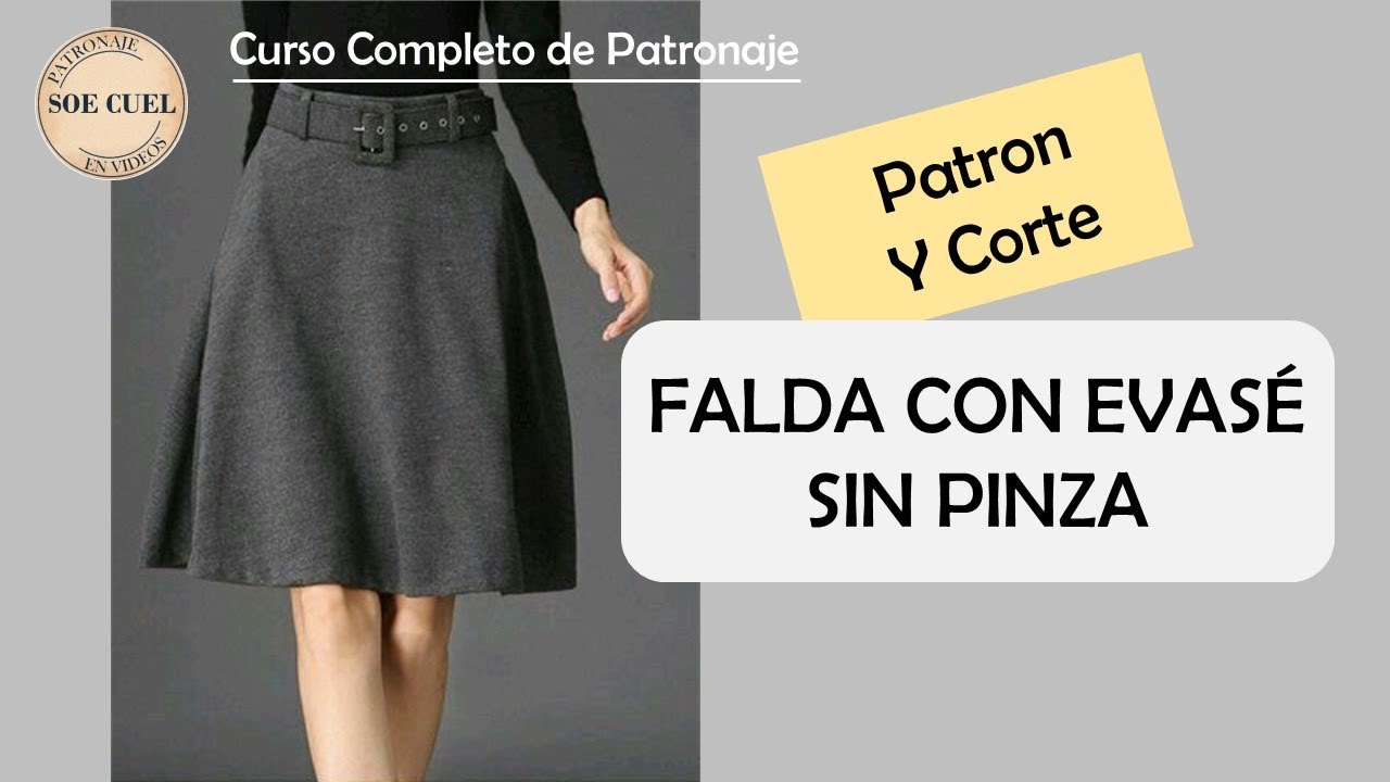 Falda con Evasé sin Pinza - Patron y Corte !!!!