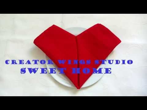 How to fold napkin Heart , Como doblar una servilleta , พับผ้าเช็ดปาก