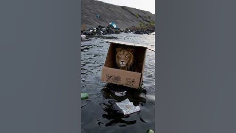 A Soaked Lion Trapped in Trash: Heartbreaking AI-Generated Scene of Urban Neglect #AI #Sora #OpenAI