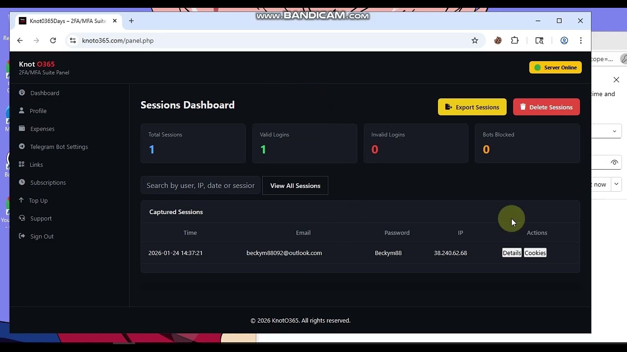 Office365 phishing link true login with cookies grabber 