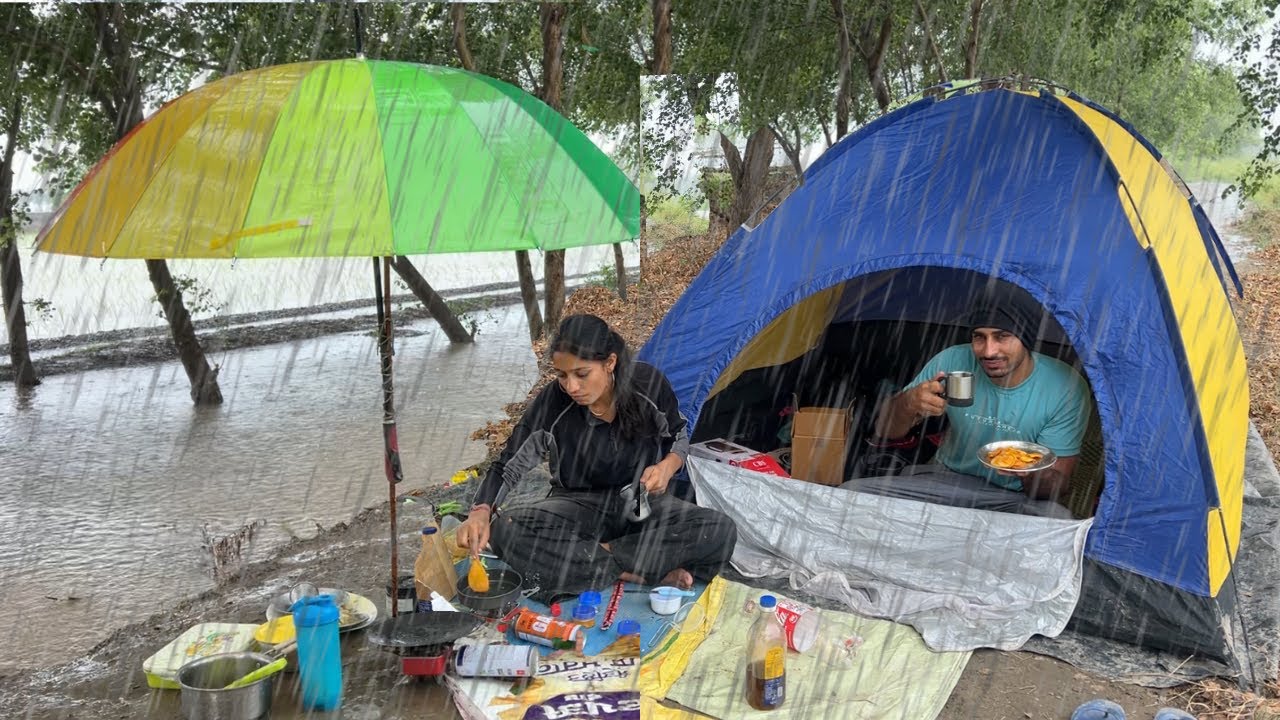 Camping in heavy Rain & wind Storm ☔️ ⛈️