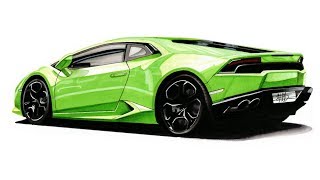 Realistic Car Drawing - Lamborghini Huracan - Time Lapse